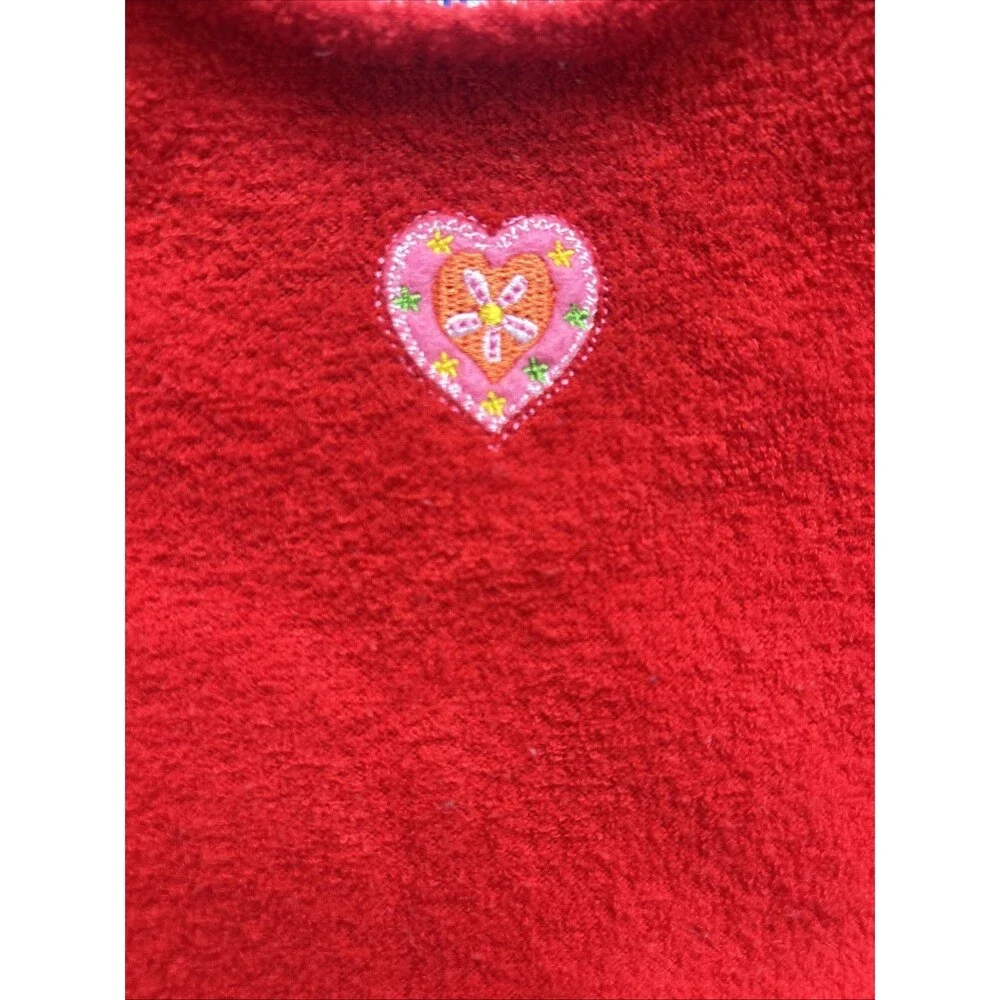 VINTAGE OKIE DOKIE Toddler Girls Heart Overall Terry Cloth Size 12 Months